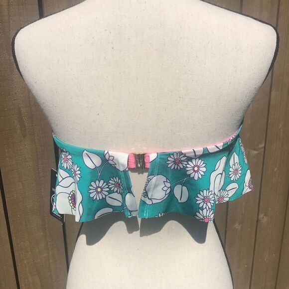 Wildfox Sixties Floral Print Bandeau Bikini Top M - Picture 3 of 6